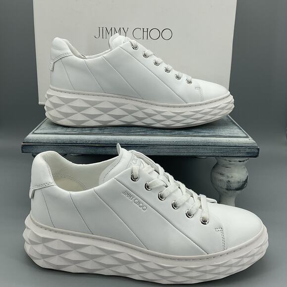 Jimmy Choo Women’s Diamond Light Maxi Platform Sneaker White Size 8 - Picture 1 of 11